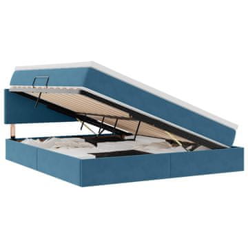 Vidaxl LED Postelja za Shranjevanje z Blazino Temno modra 180 x 200 cm