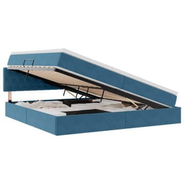 Vidaxl Postelja s shranjevanjem Temno modra 200 x 200 cm Žamet