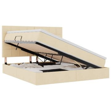 Vidaxl LED Postelja za Shranjevanje z Blazino Krema 180 x 200 cm Blago