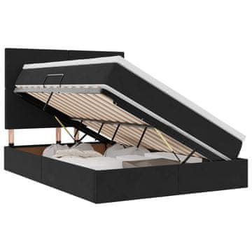 Vidaxl LED Postelja za Shranjevanje z Blazino Črna 140 x 200 cm Žamet