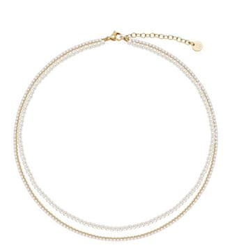 Liu.Jo Pozlačena dvojna biserna ogrlica za ženske LJ3026