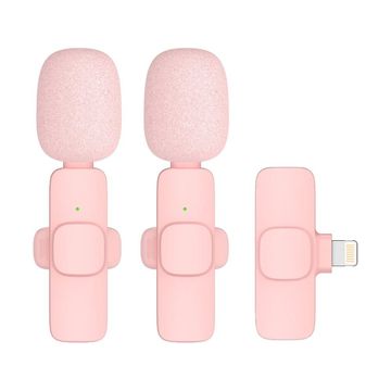 MG K1 Wind brezžični lavalier mikrofon Lightning 2ks, rožnata