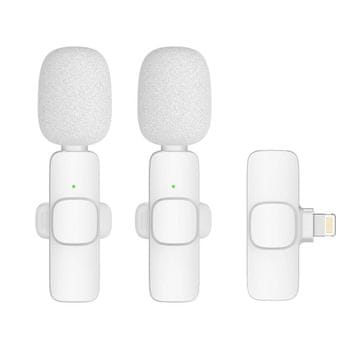 MG K1 Wind brezžični lavalier mikrofon Lightning 2ks, bela