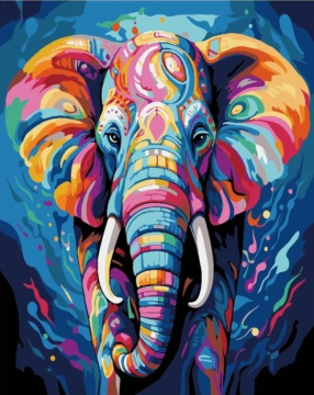 Slikanje po številkah: slon, platno na okvirju 40x50cm