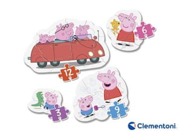 Clementoni - Moj prvi prašiček Peppa Puzzle 4v1 (3,6,9,12 kosov)