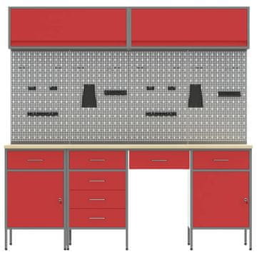 Vidaxl Delovna miza s predalom 10 pcs Črna 200 x 55 x 200 cm Jeklo