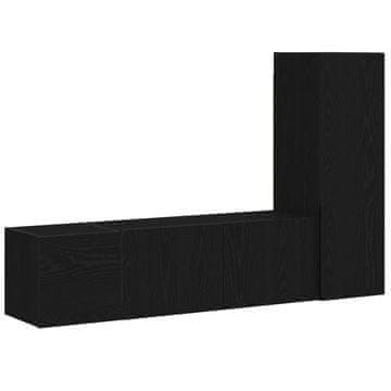 Vidaxl Komplet TV omaric 3 szt. Črna Orehovina 130,5 x 30 x 140 cm