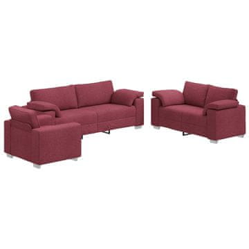 Vidaxl Kavč 3 pcs Vetrna rdeča 219 x 80 x 82 cm