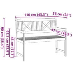 Vidaxl Zunanja klop Naravna 110 x 56 x 90 cm Masiven les akacije