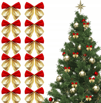 Korbi Sijajne božične pentlje – rdeče in zlate, komplet 12 kosov