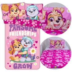 Paw Patrol Paw Patrol Dekliška DVOSTRANSKA otroška posteljnina z zadrgo, 100 % bombaž 100x135cm+40x60cm OEKO-TEX