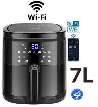 Aigostar Cvrtnik na vroč zrak 1900W 7l črn SMART WiFi