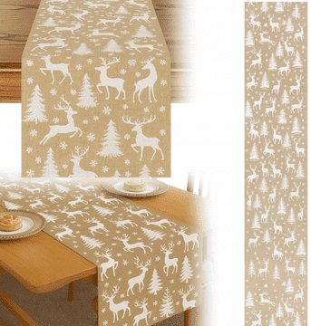 Korbi Srebrni božični namizni tekač za praznično mizo – elegantna dekoracija VZ1