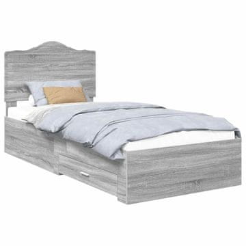 Vidaxl Konstrukcija postelje Siva Sonoma 75 x 190 cm Konstruiran les