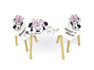 Arditex Otroška lesena miza + 2 stola MINNIE MOUSE, WD13678