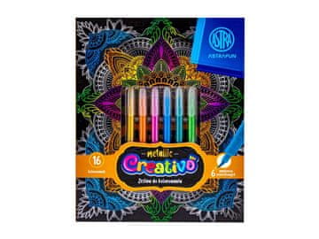 Astra AstraFUN Creativo Metallic set za barvanje, 6 markerjev + 16 slik, 601024003