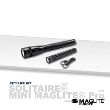 Maglite set City Life SX45017L, svetilki LED Mini PRO 2xAA + Solitaire 1xAAA , črna v darilni škatli