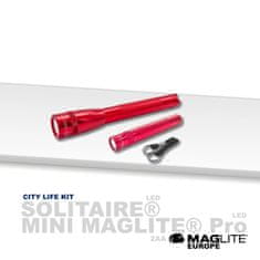 Maglite set City Life SX45037L, svetilki LED Mini PRO 2xAA + Solitaire 1xAAA, rdeča v darilni škatli