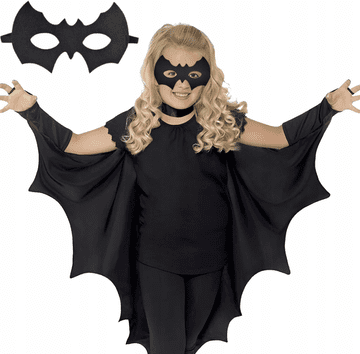 Korbi KOSTUM NETOPIRJA – ČRNA KRILCA, PELERINA IN MASKA, HALLOWEEN, VELIKOST 120