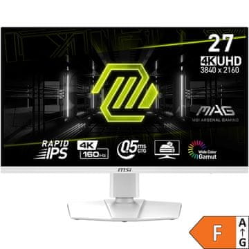 MSI Zaslon MAG 274URFW 27" / 4K UHD / 160Hz / 0,5ms (GTG) (bel) – nastavljiv po višini - PD 15W