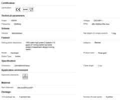 Aigostar Palični mešalnik 3v1 1000W