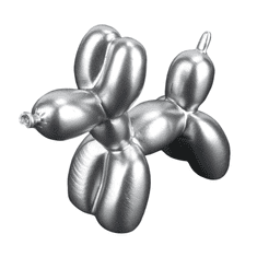 Nikcorp Dekorativna figurica balonski pes iz smole, srebrna, 9 cm | Okras za dom, pisarno ali torto | Sodoben namizni okras