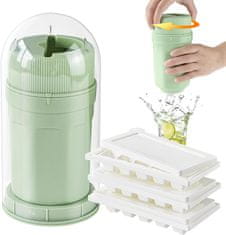 Nikcorp Zelena posoda za led s pokrovom | Praktičen kalup za enostavno izdelavo ledenih kock | PP material | 21 cm