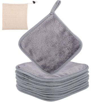 shumee Komplet 9 krp za odstranjevanje ličil iz mikrovlaken 15 x 15 cm, sivih