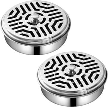 Nikcorp Posoda za spiralo proti komarjem, 2 kosa, nerjaveče jeklo, 14 cm, varna ognjevarna podlaga za vrt in kampiranje