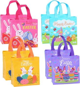 Nikcorp Velikonočne darilne vrečke za otroke, komplet 8 kosov, papirnate vrečke z ročaji za iskanje jajc in darila