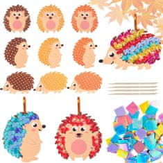 Nikcorp Ustvarjalni komplet za otroke DIY jesenski ježki 9 kosov | Dekoracija za ustvarjanje in ročno delo, samolepilni elementi