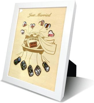 Nikcorp Okvir za denar za poročno darilo | Lesena škatla za denarna darila za mladoporočenca, 28 x 21 cm, barva lesa