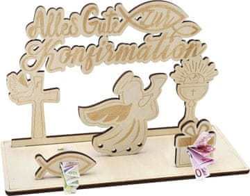 shumee Kreativno darilo za birmitev leseni angel 25x11x11 cm