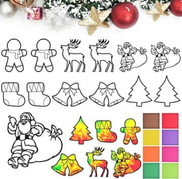 Nikcorp Božični ustvarjalni set za otroke 12 kosov | Komplet za izdelavo okraskov in nalepk za okna | Ročna dela za praznike