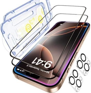 Nikcorp Zaščitno kaljeno steklo za kamero iPhone 16 Pro Max, 2 kosa, trdota 9H, ultra tanka zaščita leč proti praskam