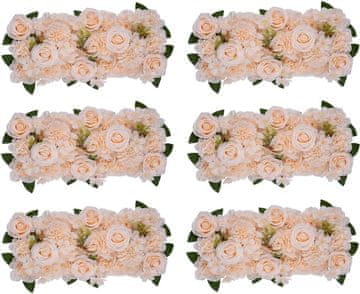 Nikcorp Set 6 umetnih šopkov roza vrtnic 52 cm | Dekorativno cvetje za poroko, zabave in dom | Realističen videz svile