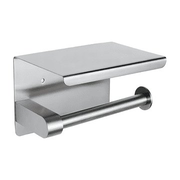Nikcorp Stensko držalo za toaletni papir s polico za telefon, nerjaveče jeklo, srebrno brušeno, kopalniška polica 14x10 cm