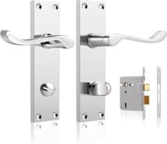 Nikcorp Komplet 10 parov kljuk za notranja vrata, poliran krom, z zaklepanjem na palec, univerzalne za leva in desna vrata