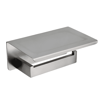 Nikcorp Stensko držalo za toaletni papir s polico iz nerjavečega jekla | Kopalniška polica za telefon, brušeno srebrno