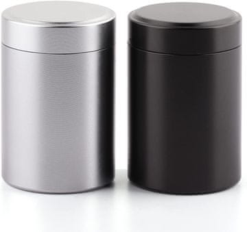 Nikcorp Aluminijasti nepredušni kozarci za shranjevanje 2 kosa, 50 ml, odporni na vonjave, za začimbe, kavo in čaj, črn in srebrn