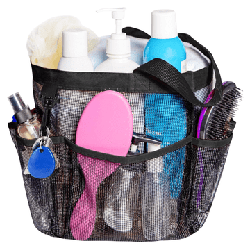 Nikcorp Mrežasta kozmetična torba za tuširanje 40x28 cm | Viseči kopalniški organizator z 8 žepi za kozmetiko in pripomočke