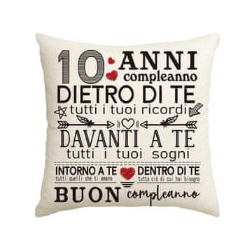 Nikcorp Okrasna prevleka za blazino 45x45 cm za 10. rojstni dan | Dekorativna darilna blazina za kavč ali sobo najstnice