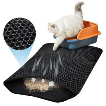 Nikcorp Dvoslojna podloga za mačje stranišče 60x45 cm | Vodoodporna in protizdrsna preproga za lovljenje mačjega peska