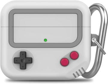 Nikcorp Silikonski ovitek za slušalke Apple AirPods 3 v obliki igralne konzole s karabinom, svetlo siv