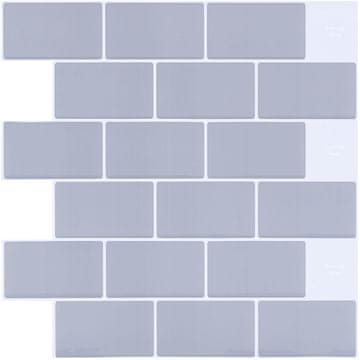 Nikcorp Samolepilne stenske nalepke 3D ploščice 30,5x30,5 cm sive 10 kosov | PVC dekoracija za kuhinjo in kopalnico