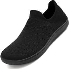 Nikcorp Ženski slip-on čevlji za hojo, zračni in udobni, nedrseč podplat, črni, velikost 44 EU