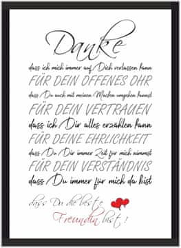 Nikcorp Plakat za najboljšo prijateljico A4 | Stenska dekoracija z napisom | Unikatno darilo za rojstni dan | Umetniški tisk