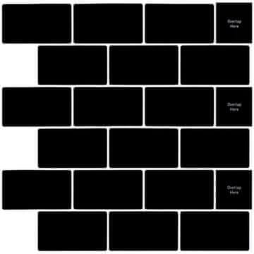 Nikcorp Samolepilne stenske nalepke 3D ploščice 30,5x30,5 cm črne 10 kosov za kuhinjo in kopalnico, vodoodporne PVC obloge