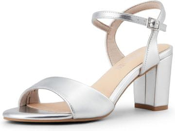 Nikcorp Ženski elegantni sandali s polno blok peto v srebrni barvi, udobni in stilski za poletje, velikost 38 EU