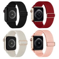 Nikcorp Komplet 4 nastavljivih najlonskih paščkov za Apple Watch SE Ultra 38/40/41/42 mm, za zapestje 115-240 mm, večbarvni